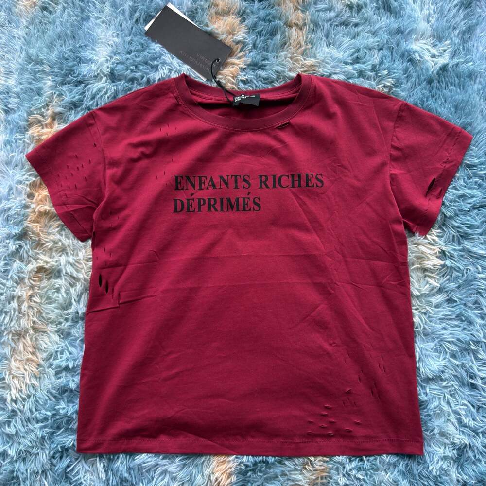 Enfants Riches Deprimes Red Distressed Classic Logo T-Shirt